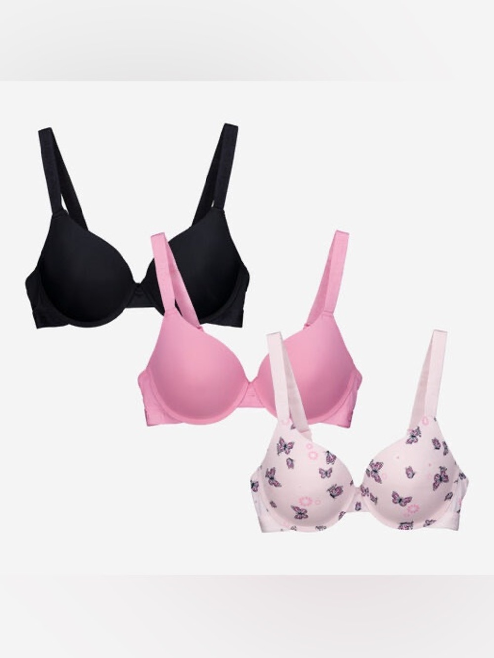 NWT Juicy Couture Three Pack Black & Pink Push Up Bras